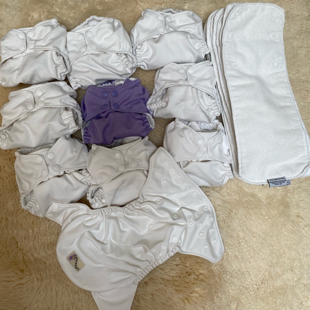 10 rumparooz cloth diaper pockets + 10 inserts